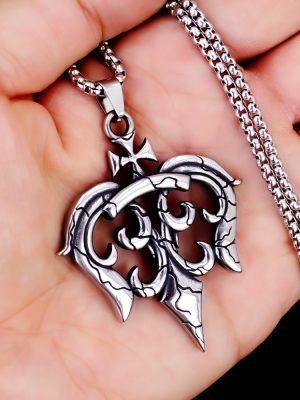 Scout Flower Three-Dimensional Street Trident Boat Anchor Cross Stainless Steel Necklace Couple Fashion Pendant