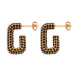 color: F919-Black Czech Stone Gold Earrings