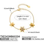 color: TXE545-Gold Double Layer Flower Bracelet