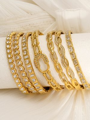 Stainless Steel Inlaid Zircon Buckle 18K Gold Bracelet Women's All-Match High-Grade Starry Bracelet