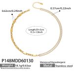 color: P148-Gold Zircon Mixed Connected Necklace