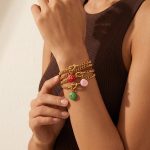 Colorful M & Amp; M Beans Twelve Constellation Pendant Knotted Bracelet Stainless Steel All-Match Retro