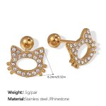 color: EH978WEG White Rhinestone Gold Stud Earrings