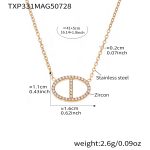 color: TXP331-Gold Box Link Zircon Necklace 41+5cm