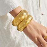 Light Luxury Irregular Wide Surface Bracelet Simple Design Advanced Stainless Steel Ornament Women