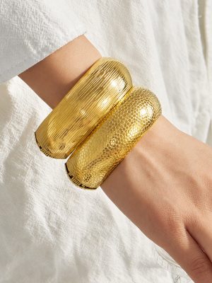 Light Luxury Irregular Wide Surface Bracelet Simple Design Advanced Stainless Steel Ornament Women