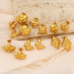 Exaggerated High-Grade 18K Gold Stainless Steel Concave-Convex Hammered Rectangular Symmetrical Earrings Earrings for Women