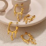 New Style Unique Liquid Shape Earrings Stainless Steel 18K Gold Plating Creative Earrings