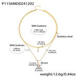 color: P1156-Gold White Zircon Double Layer Necklace