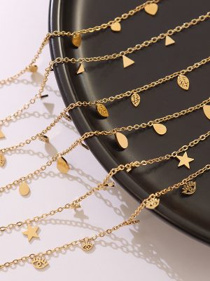 Roman Gong Ge Duo Accessories All-Match Clavicle Chain Stainless Steel Material Plated 18K Real Gold Necklace P533-8