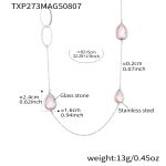 color: TXP273-Pink Color Drop Steel Color Long Style Necklace 82+5cm