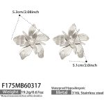 color: F175-Steel Color Flower Earrings