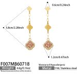 color: F007-Pink Zircon Gold Earrings
