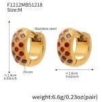 color: F1212-Red Color Zircon Earrings -Medium