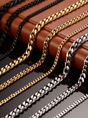 Stainless Steel Necklace Single Buckle Edging Chain Vacuum Plating 18K Golden Long