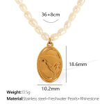 color: XL292 Freshwater Pearl Gold Necklace
