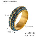 color: A979-Gold Deep Blue Zircon Ring / size: US 6