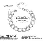 color: E271-Thick Oval Cuban Chain Steel Color Bracelet -16.5+5cm