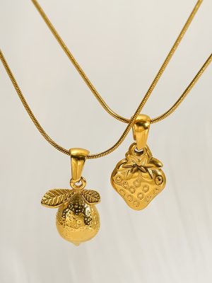 Stainless Steel Fruit Series Furnace Vacuum Electroplating 18K Gold Necklace Female Versatile Advanced Ornament
