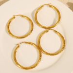 Simple Personality Ear Ring All-Match Elegant 18K Plated Earrings Retro Geometric Circle High-End Women