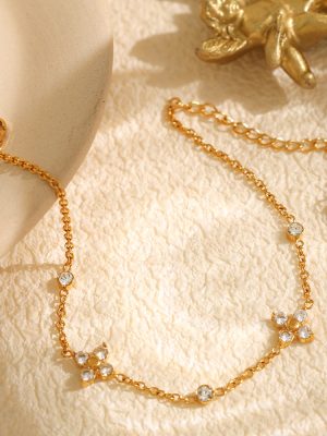 Bracelet Light Luxury Four-Leaf Clover Electroplating Advanced Zircon Plated 18K Adjustable Hand