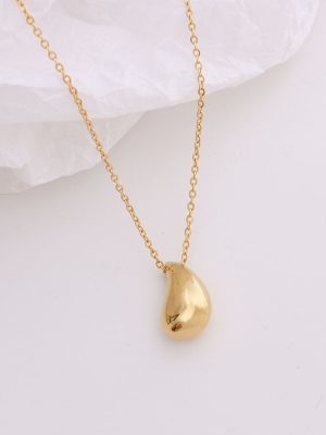 Marka French Style Decoration Design Clavicle Chain Stainless Steel Plated 18K Gold Drop Pendant Necklace for Women