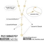 color: P651-Five-pointed Star Zircon Gold Y Letter Shape Necklace -40+5cm