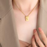 color: P1506-K Letter Gold Necklace -40+5cm