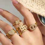 Love Slightly Inlaid with Zircon Ring Personality Simple Hand Jewelry Ornament Ring Women's Suit