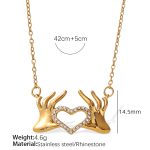 color: XL418WEG White Rhinestone Gold Necklace