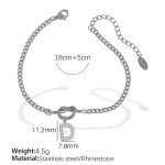 color: SL100 White Rhinestone D Steel Color Bracelet SL100SD
