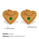 color: EH13GG Green Rhinestone Gold Stud Earrings