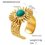 color: A964-Gold Turquoise Ring