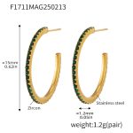 color: F1711-A Style -Gold Green Zircon Earrings -15mm