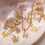 New 26 English Beaded Letter-Printing Pendant Stainless Steel 18K Gold Plating All-Match Personality
