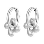 color: 2.5*12 Plain Ring Rotating Four-petal Flower Steel Color Ear Cuff