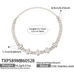 color: TXP589-White Cat's Eye Stone Steel Color Necklace -31+12cm
