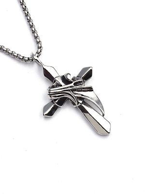 Stainless Steel Pendant Retro Personalized Sword Cross Necklace Hip-Hop Street Popular Ornament