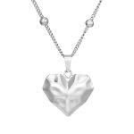 color: Heart Large Drape Necklace Steel Color 1 PC MS-545