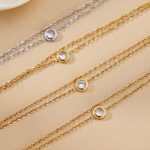 Simple Single Rhinestone Double-Layer Stainless Steel Bracelet 18K Gold Plated Fine Jewelry