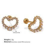 color: EH949WEG White Rhinestone Gold Stud Earrings