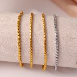 Minimalist Snake Bones Chain Anklet Stainless Steel Plated 18K Gold Can Be Twin Double Layer Anklet