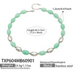 color: TXP604-Light Green Color Resin Steel Color Necklace -44.5+5cm