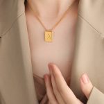 color: P1506-A Letter Gold Necklace -40+5cm