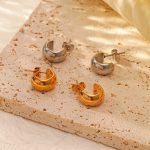 C- Shaped Semicircle Stainless Steel Earrings Women's All-Match Simple 18K Plated Earrings