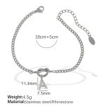 color: SL100G White Rhinestone A Steel Color Bracelet SL100SA
