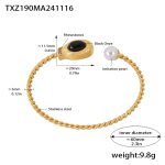 color: TXZ190-Gold Black Agate Bangle