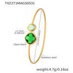 color: TXZ271-Gold Imported Czech Green Glass Bangle