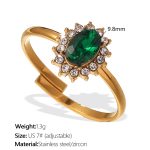 color: JZ122DGG7 Dark Green Zircon 7# Gold Ring