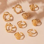 Stainless Steel Star Micro-Inlaid Small Diamond Opening Ring Set Plated 18K Real Gold Simple Tail Ring